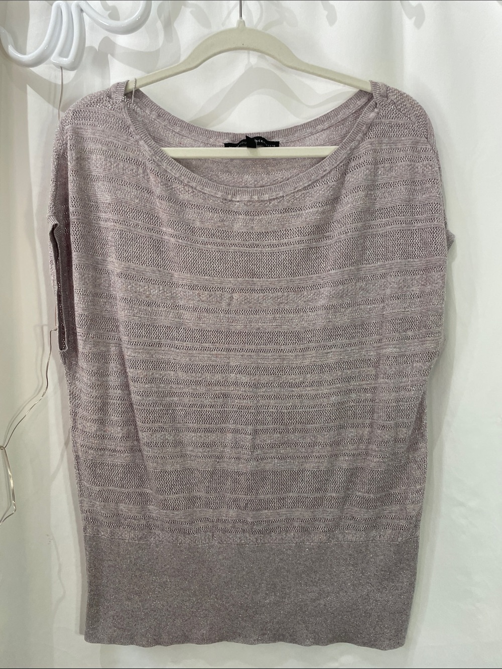 White House Black Market Mauve Open-Knit Scoop Neck Sweater